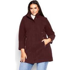 Avenue Outerwear Avenue Plus Women's Faux Wool Plain Coat in Berry (Size 30/32)