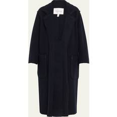 Cashmere Outerwear Max Mara Jene Long Wool Cashmere Wrap Coat - Navy