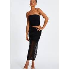 Mesh Skirts Quiz Black Mesh Ruched Midaxi Skirt