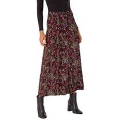 Florals Skirts Roman Ditsy Floral Print Stretch Midi Skirt Red