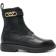 Boots Emporio Armani OFFICIAL STORE Schnürstiefeletten Aus Leder Mit Icon Logo-riemen