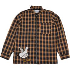 Gull - Herre Skjorter Butter Goods Gullwing Plaid Zip Shirt Navy, Male, Tøj, Skjorter, Gul