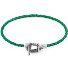 Anchor & Crew Cullen Silver Braided Leather Bracelet Green