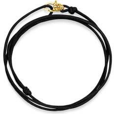 Onyx - Women Bracelets Nialaya Fleur-de-Lis Embossed Cord Bracelet - Men - Nylon/Gold Plated Sterling Silver