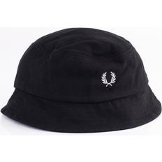 White Hats Fred Perry Pique Bucket Hat - Black/Snow White