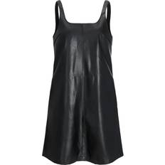 JJXX faux leather pinafore dress in black