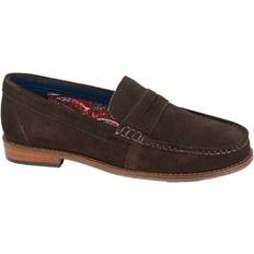 Suede Loafers Roamers Plain Suede Loafers Dark Brown