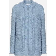 Dolce & Gabbana Vrouw Jassen Dolce & Gabbana Single-breasted Rush-stitch Jacket Azure