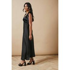 Clothing Oasis Occasion Tie Shoulder Velvet Slip Dress Black