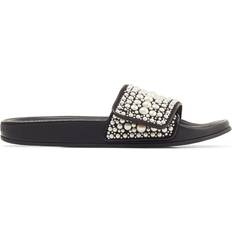 Fabric - Women Slides Jimmy Choo Fitz embellished slides women Lamb Skin/Rubber/Fabric/Fabric Black