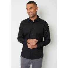 Elastane/Lycra/Spandex Shirts Threadbare Cotton Long Sleeve Shirt With Stretch Black