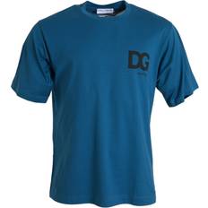 Dolce & Gabbana Blue T-shirts Dolce & Gabbana Blue Logo Round Neck Short Sleeves T-shirt IT54