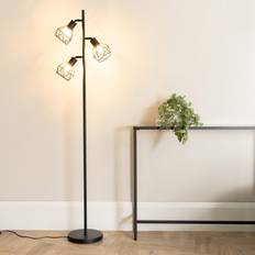 Floor Lamps on sale ValueLights Angus Black Metal Geometric Basket Shade 162cm H x 25cm W x 25cm D Floor Lamp