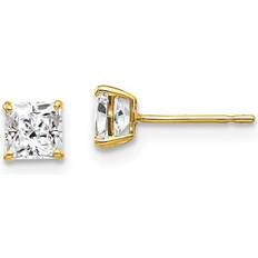 XD37CZ 14K Yellow Square Cubic Zirconia Post Earrings