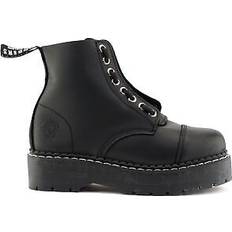 Grinders Unisex Black Leather Ankle Casual Zip Boots Cameron ACS