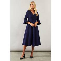 Clothing Wallis Petite Flute Sleeve Ponte Midi Dress Navy