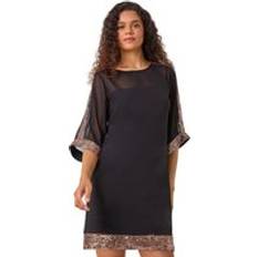 Bronze - Women Clothing Roman Sequin Trim Shift Dress Bronze