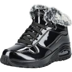Skechers Støvler Skechers Uno Rugged Womens Black Patent Wedge Heel Trainer Boots