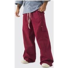 Cargo broek - Rood Broeken boohooMAN Baggy Fit Heavy Twill Cargo Trousers - Red