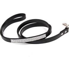 Pets Maxpower Fashion Diamante Leather Dog Leash S - Black