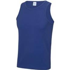 Just Cool Sports Gym Plain Tank Vest Top Blue
