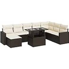 vidaXL Loungegrupp 9 Delar Konstrotting Brun Loungeset