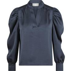 XL Bluser Neo Noir Rosslyn Heavy Sateen Blouse Midnight Blue