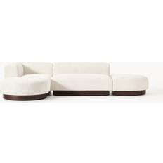 Bank 3-Zits - Hoekbank Banken Westwing Collection Natalie Teddy-Bouclé Off White/Dark Beech Wood Sofa 337cm 3 Seater