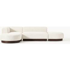 Westwing Collection Natalie Teddy-Bouclé Off White/Dark Beech Wood Sofa 337cm 3 personers