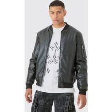 boohooMAN Padded Pu Ma1 Bomber - Black