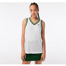 Lacoste Tank Tops Lacoste Women’s Contrast V Neck Tank Top White