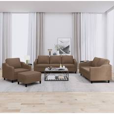 vidaXL Sofasæt 4 Dele Med Hynder Stof Brun Sofa
