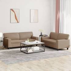 VidaXL Soffgrupper Soffor vidaXL Soffgrupp 2 Delar Cappuccino Konstläder Soffa