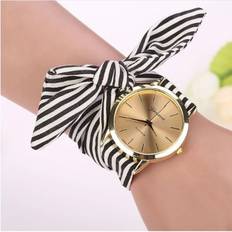 (Black) Stripe Floral Cloth Best Selling Products Wristwatch