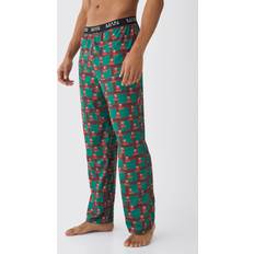 Grün - Herren Schlafanzüge boohooMAN Mens Man Teddy Weihnachts Loungewear-Hose Grün M, Grün