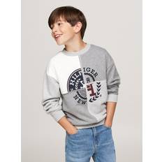 Tommy Hilfiger Boys Sweatshirts Children's Clothing Tommy Hilfiger Boys' Kids' Spliced Monotype Logo Sweatshirt Grey Grey Heather Mix