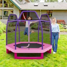 Trampolines Total Tactic TW10053PI 7 ft. Kids Recreational Bounce Jumper Trampoline Pink