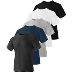 Iron Mountain Herr rund hals ekologisk bomull återvunnen polyester miljövänliga blandade arbetskläder T-shirts (5-pack) BLANDAT