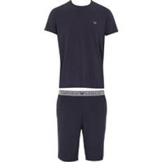 Emporio Armani Sleepwear Emporio Armani Waistband Logo Short Pyjama Set Navy Grey