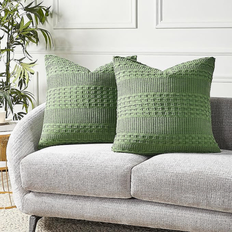 100% Cotton Waffle Weave Olive Green Euro Sham Set of 2