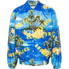 Gucci Jackets Gucci tropical-print padded bomber jacket men Polyester/Polyamide Blue