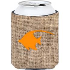 Orange Bottle Coolers CoolCookware Angel Fish Burlap and Orange Can or Bottle Cooler