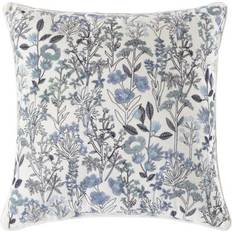 Mainstays Embroidered Floral Throw Pillow 18" x 18" Cushion Cover Blue