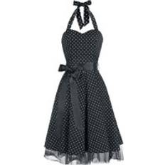 Rockabilly Medium-length Small Dot Dress - Black
