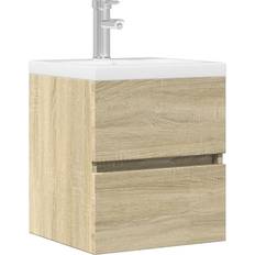 Beige Vanity Units for Single Basins Sink Cabinet Sonoma Oak 41 x 38.5 x 45 cm