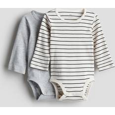 18-24M Bodysuits Children's Clothing H&M Baby Grey 2-pack long-sleeved bodysuits 3-4Y