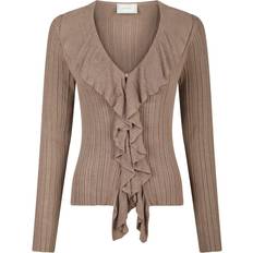 Neo Noir Överdelar Neo Noir Sahni Knit Blouse Dam Långärmade Blusar - Taupe
