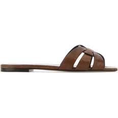 Saint Laurent Tribute slides women Leather/Leather/Leather Brown