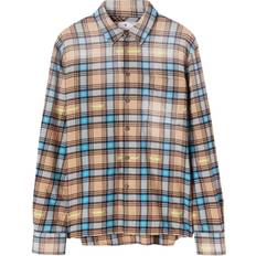 Off-White Shirts Off-White Helvetica Pattern Flannel Shirt - Camel Beige