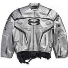 Silver - Unisex Outerwear Balenciaga Icon Racer Jacket - Silver